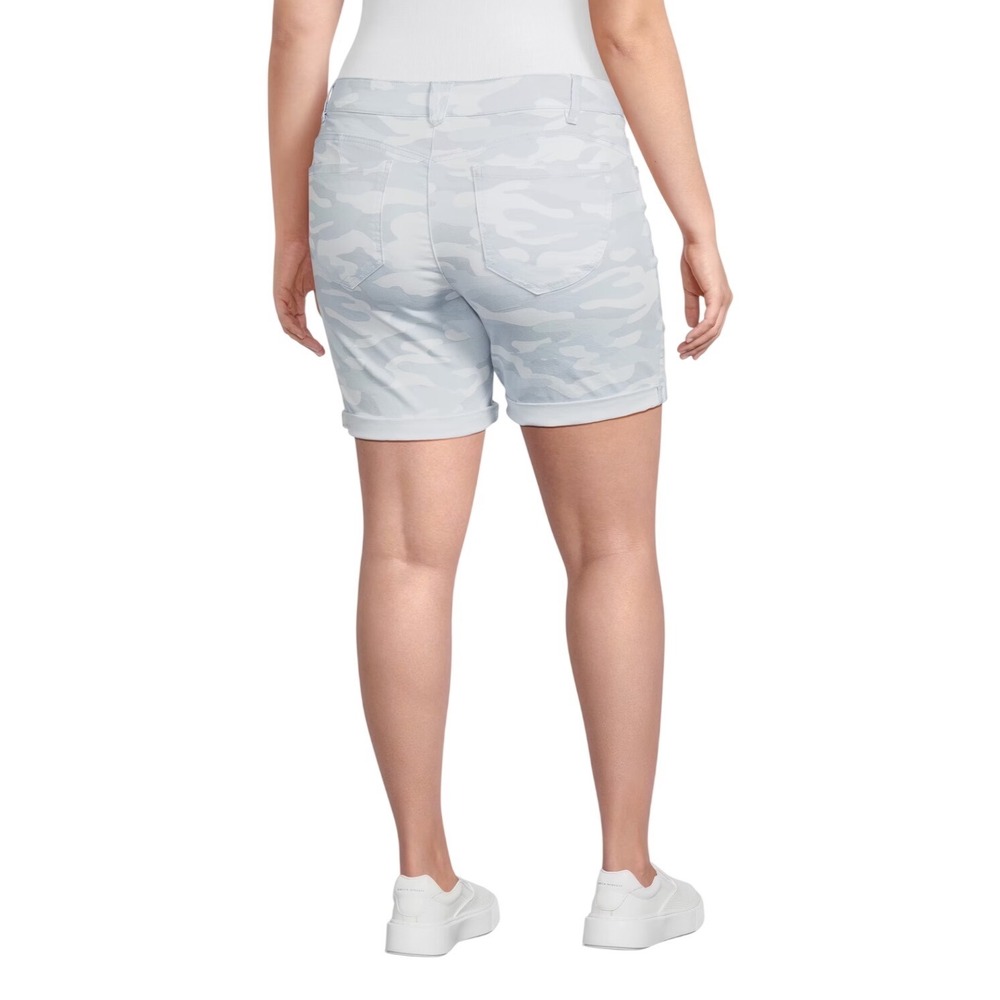 Democracy Ab Solution Bermuda Shorts Light Blue Gray Camo Size 16W Stretch - Picture 2 of 11